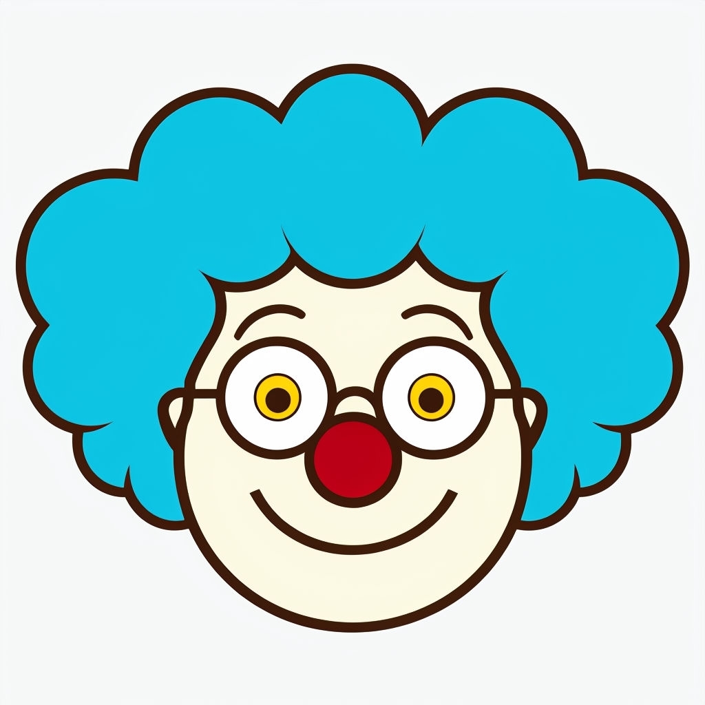 Cheerful Cartoon Clown Face Illustration Sticker