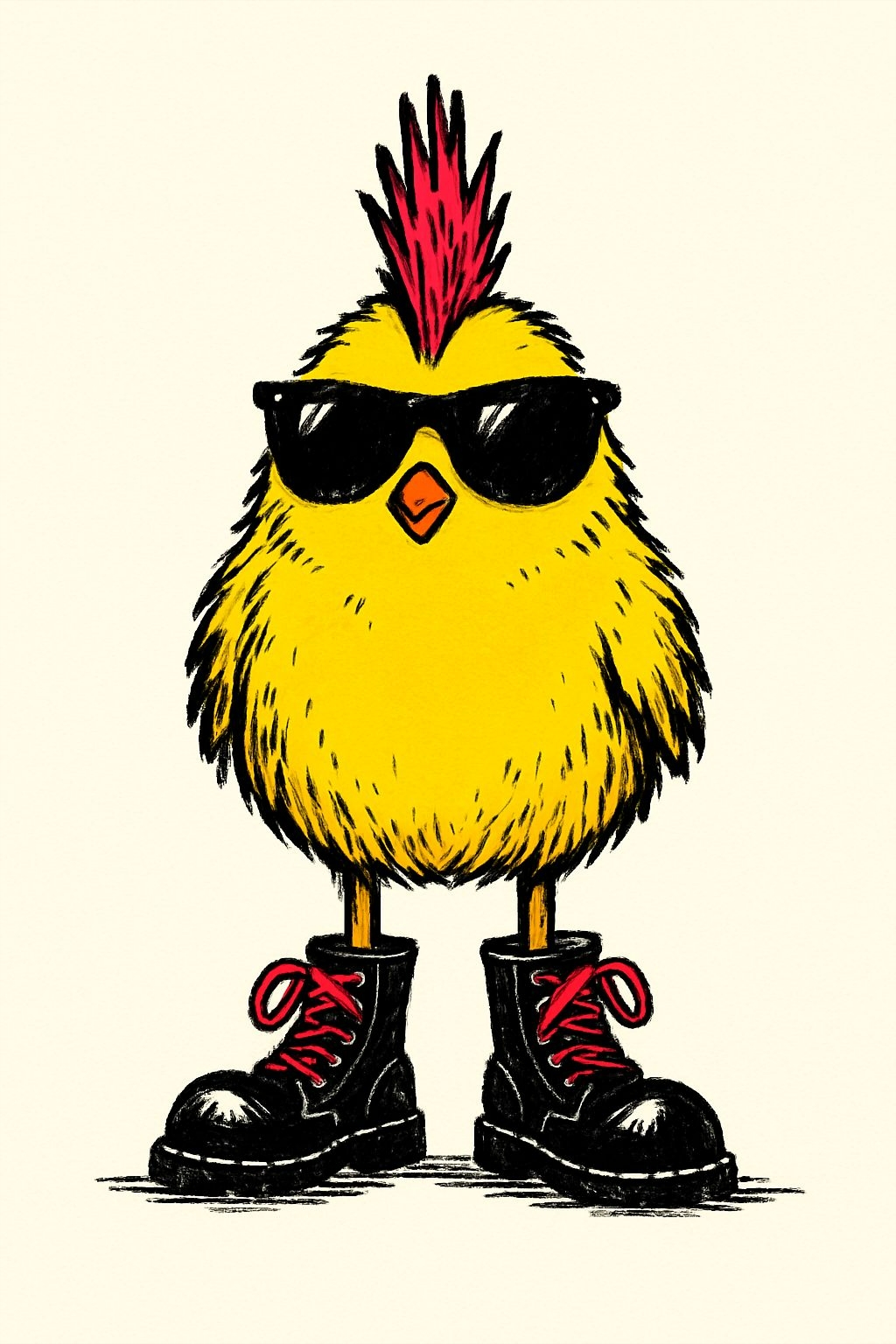 Cool Cartoon Yellow Chicken with Sunglasses T-Shirt