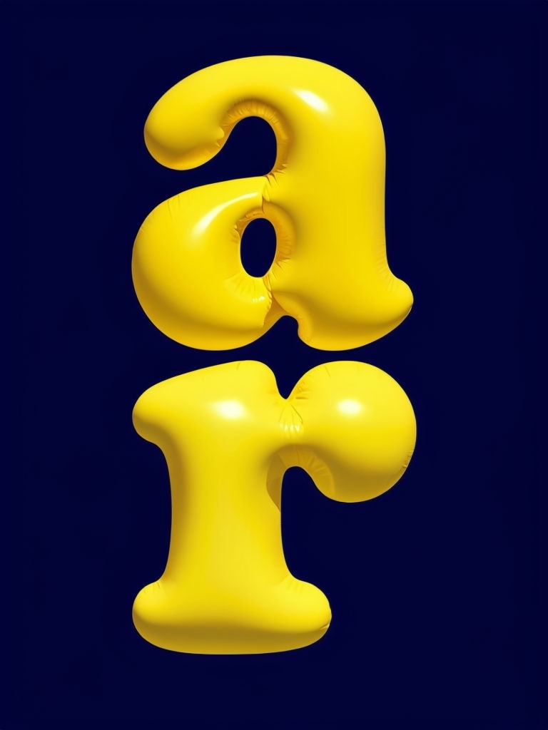 Vibrant Yellow 3D Balloon Letters A and R Digital Art Poster