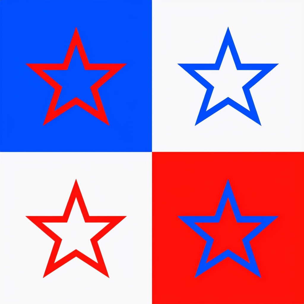 Minimalist Blue and Red Star Pattern Design for Seamless Patterns