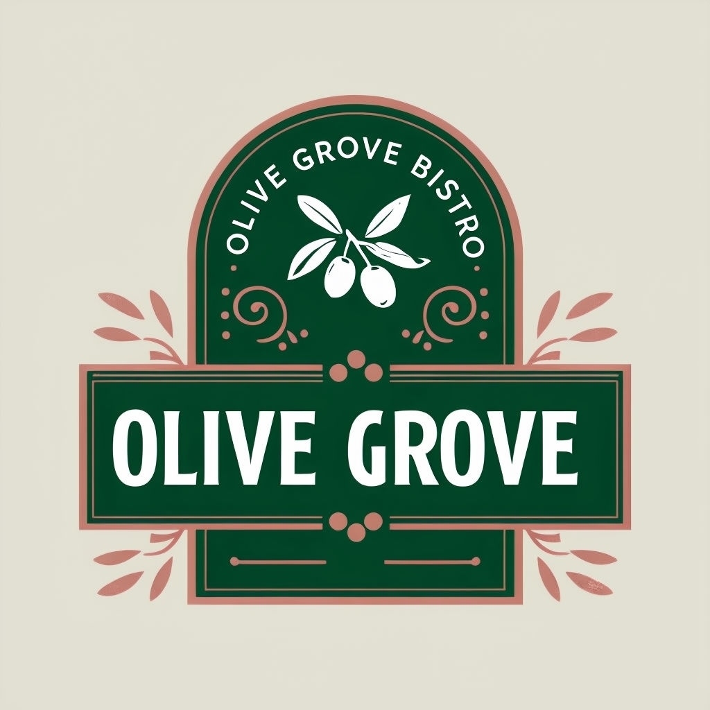 Elegant Olive Grove Bistro Modern Vintage Logo Design