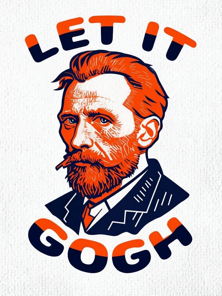 Vibrant Minimalist Vincent van Gogh Line Art T-Shirt