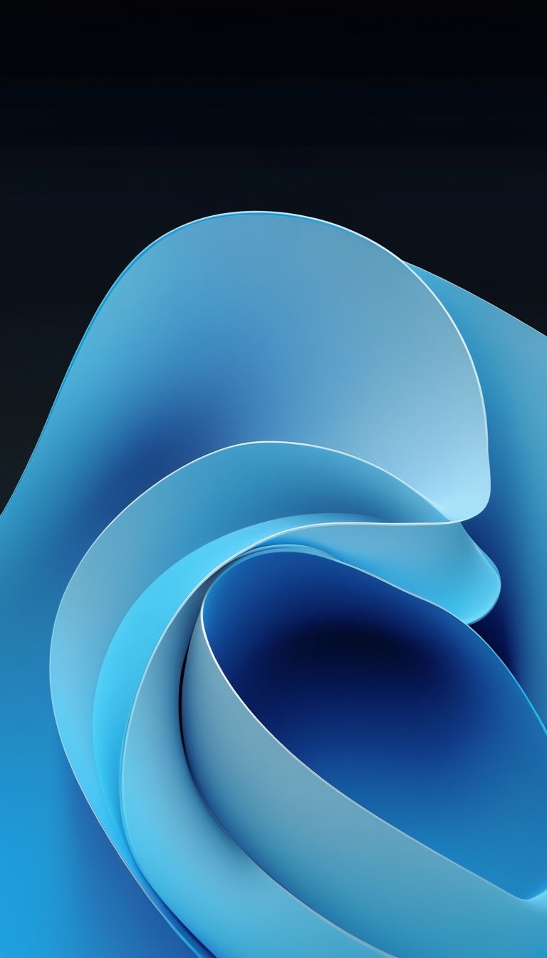 Modern Abstract Curvilinear Shapes in Blue Tones Mobile Wallpaper