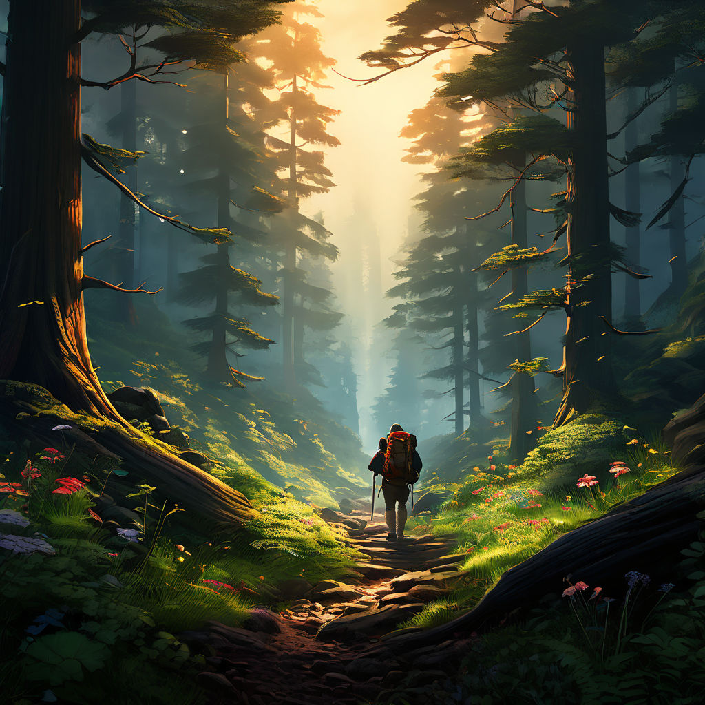 Hiking-themed wallpaper featuring a misty forest trail by JC care ...