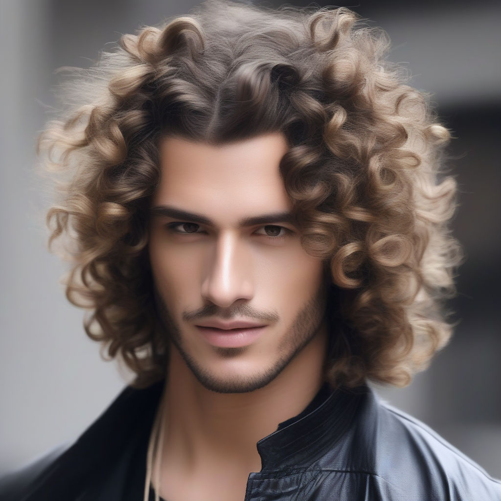 Long curly mens hairstyle by Fitness Lite - Playground