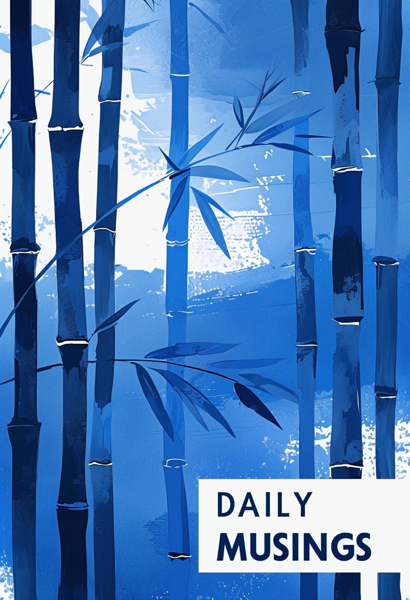 Stylized Blue Bamboo Stalks Abstract Artwork EBook Cover