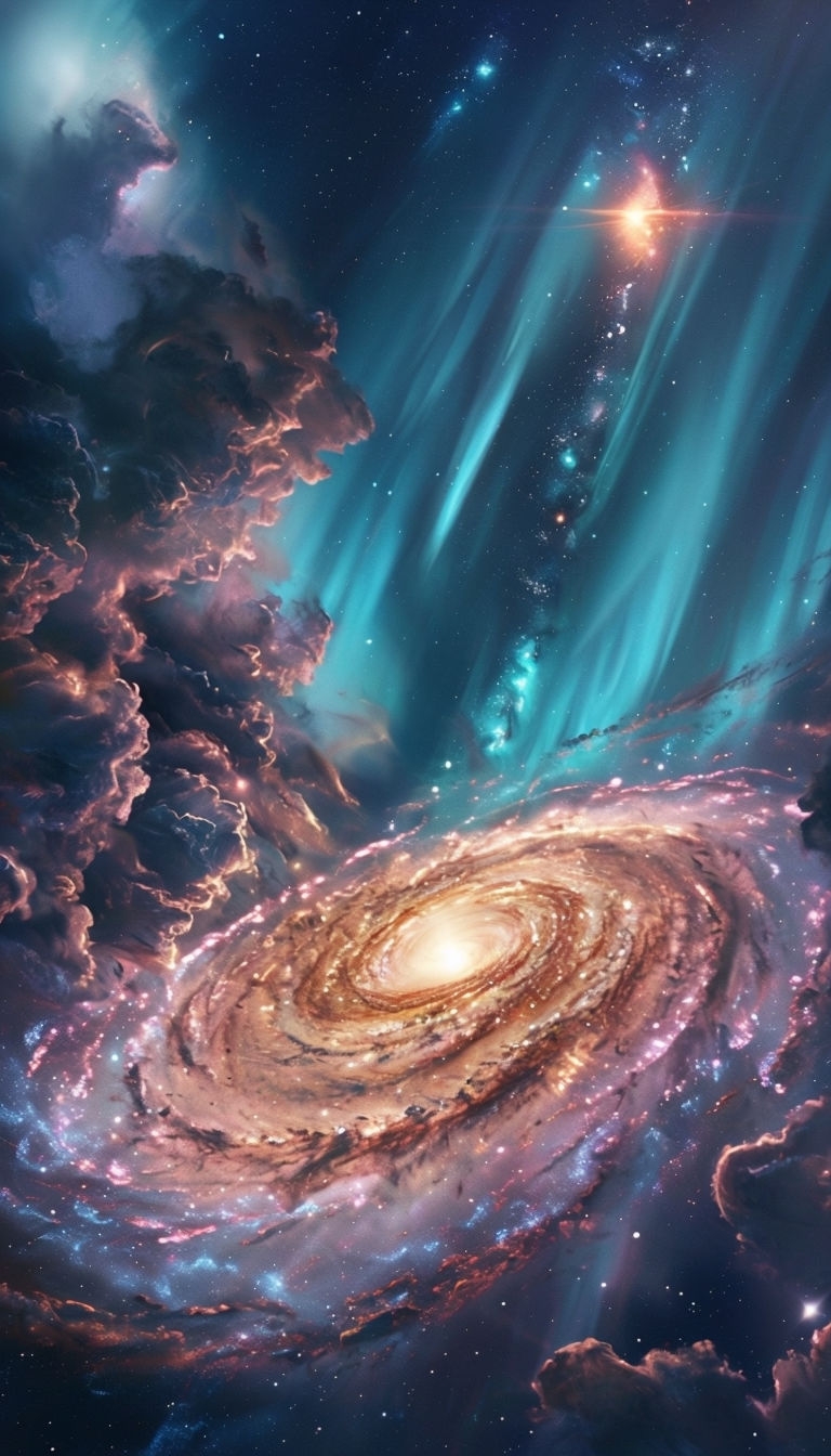 Mesmerizing Spiral Galaxy Digital Art for Space Enthusiasts Poster