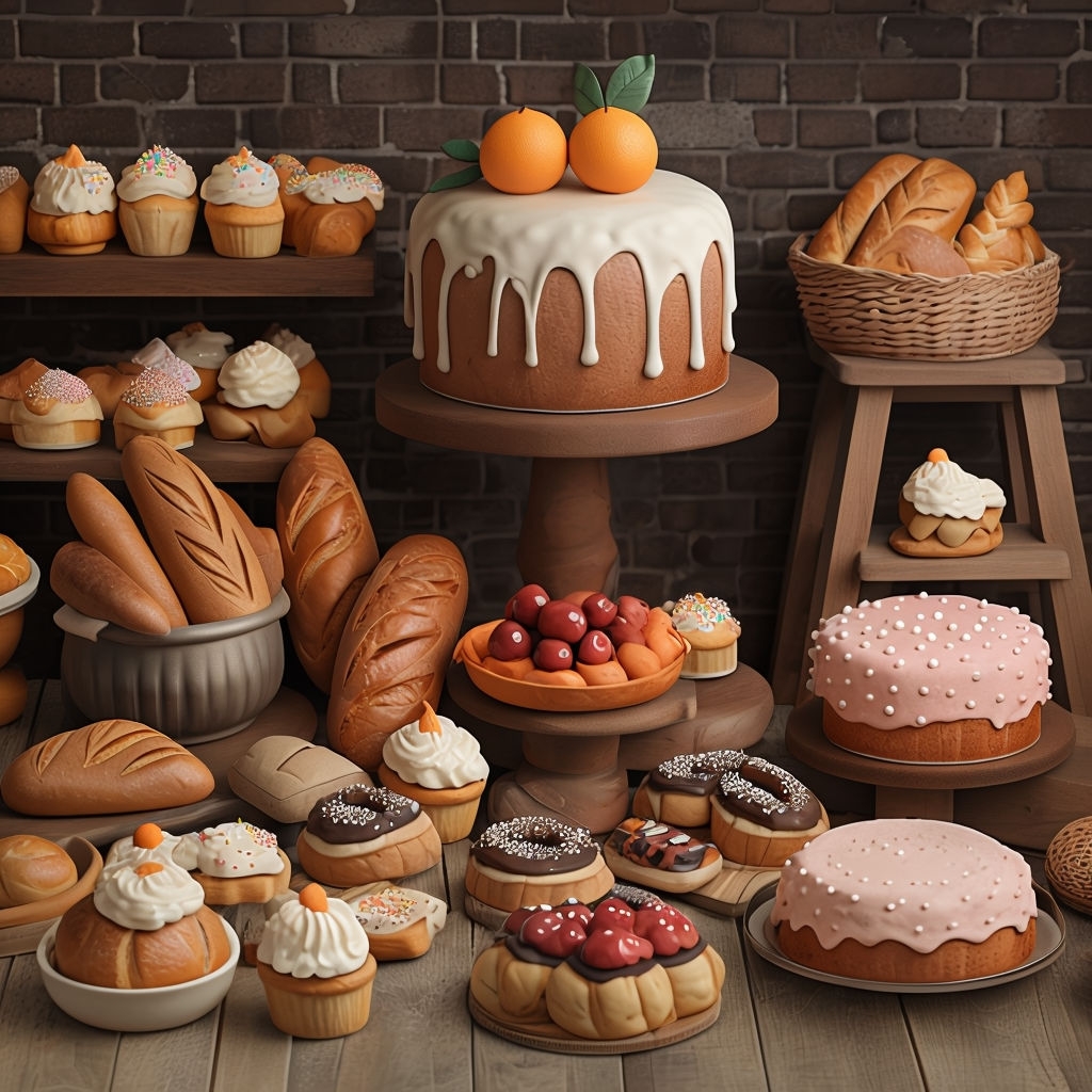 Cozy Bakery Arrangement of Miniature Clay Baked Goods Art