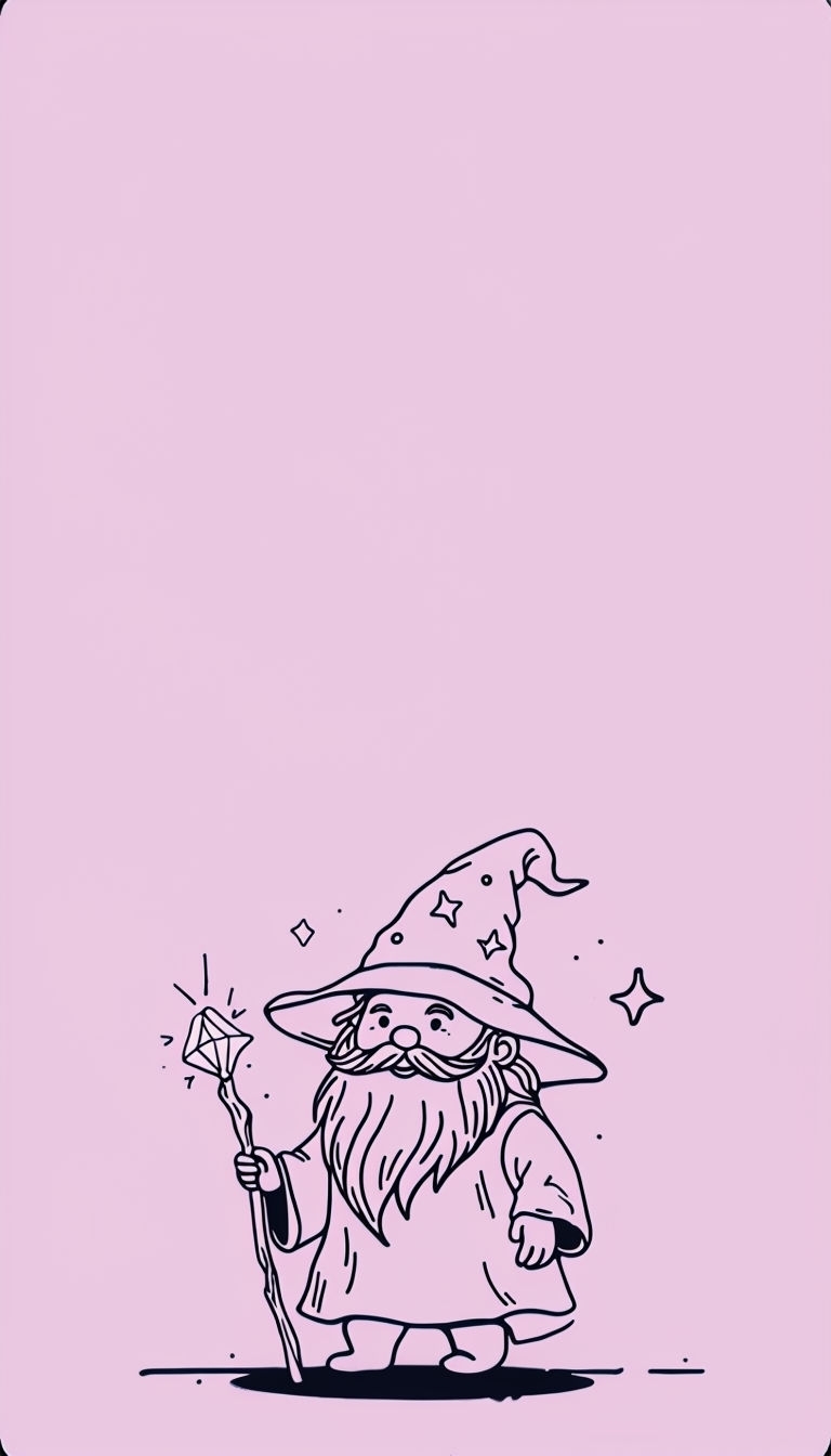 Whimsical Minimalist Wizard Line Art Illustration Phone Case Cover