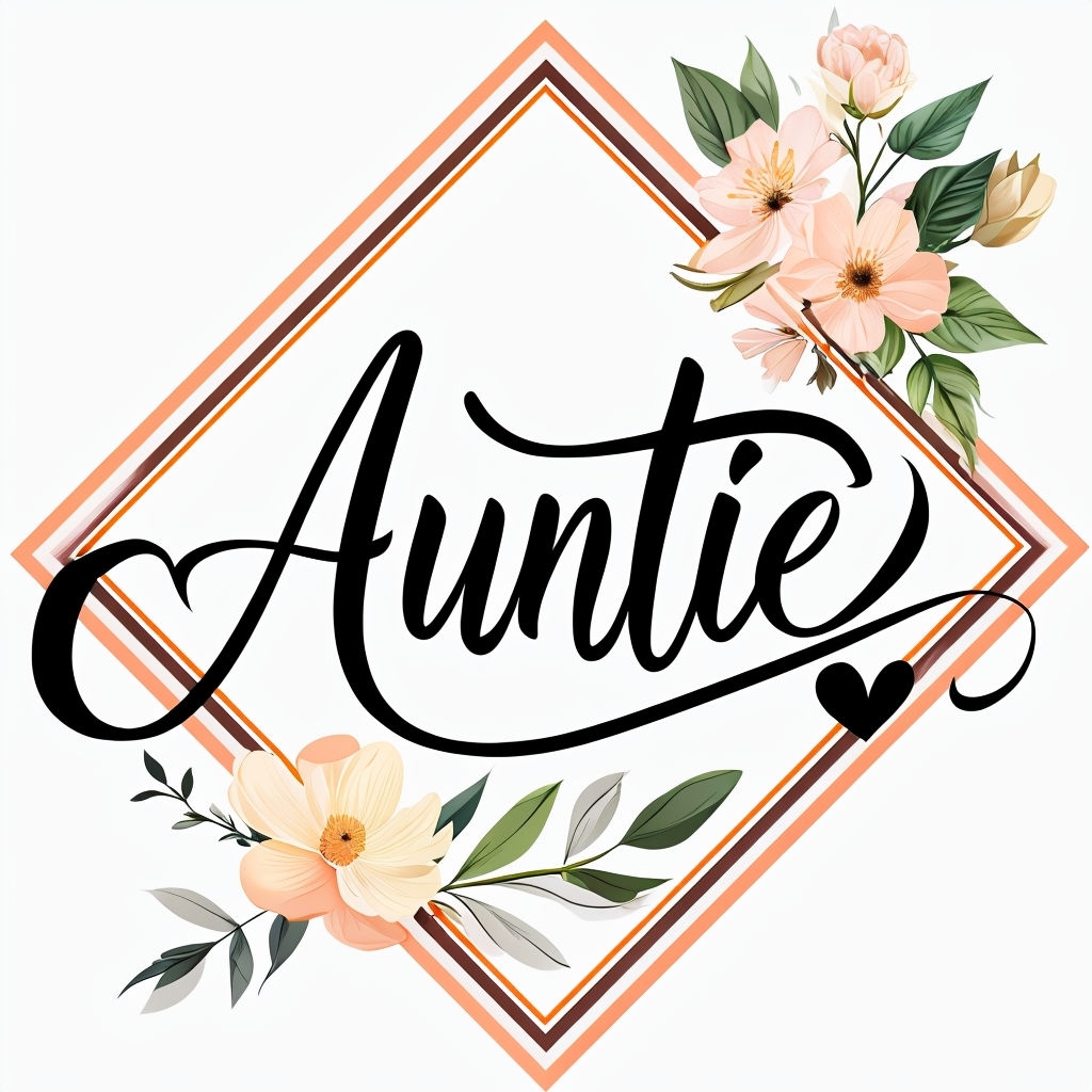 Elegant Auntie Calligraphy with Floral Design Mug