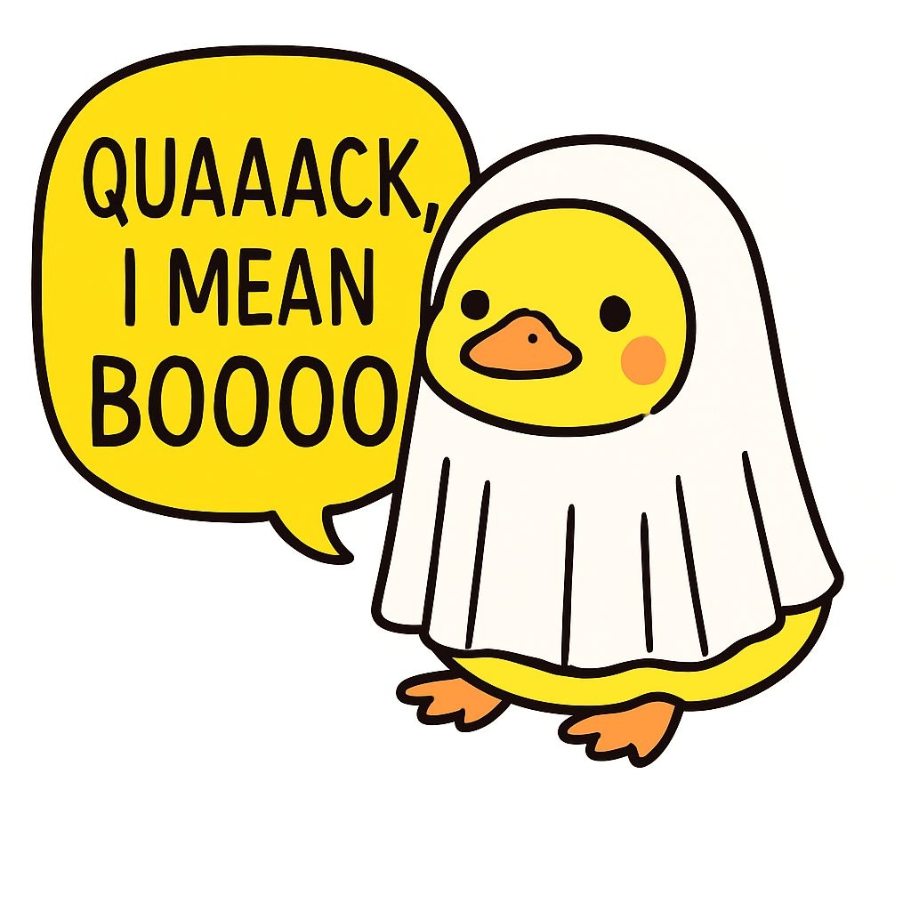 Cute Cartoon Yellow Duckling in Ghost Costume Sticker