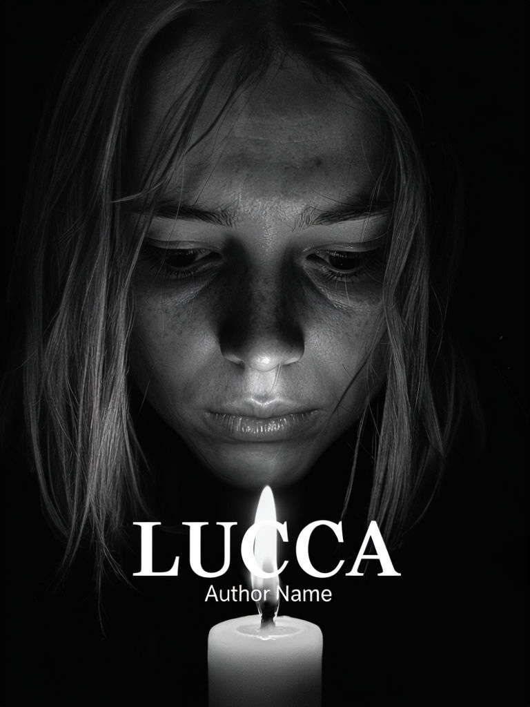 Dramatic Black and White Candlelit Portrait for EBook Cover