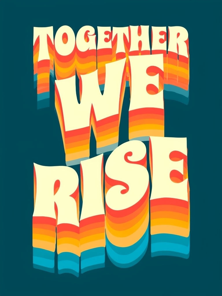 Together We Rise Vintage Typography T-Shirt