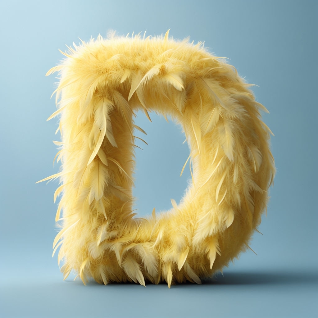 Fluffy Yellow Duck Feather Monogram Letter D Design Monogram