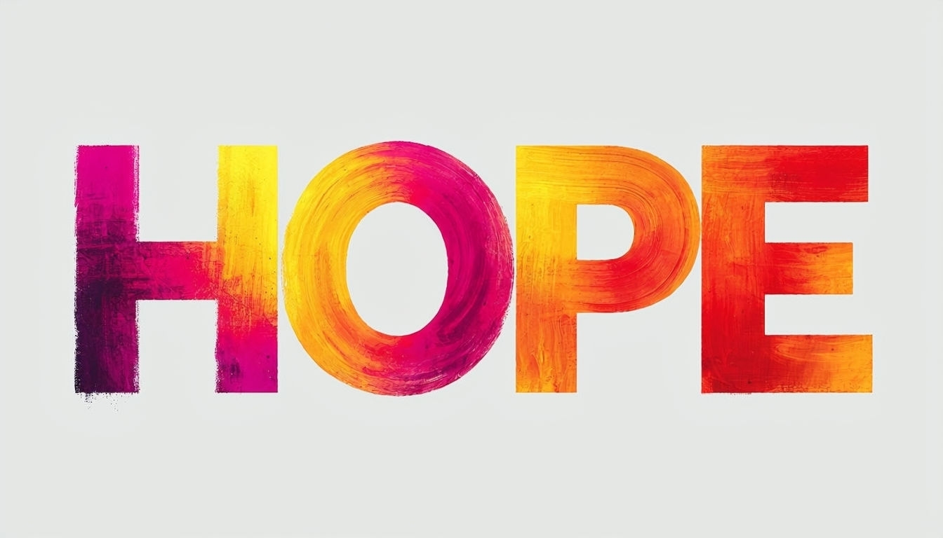 Vibrant Gradient Hope Text Design on Light Gray Background Virtual Backgrounds