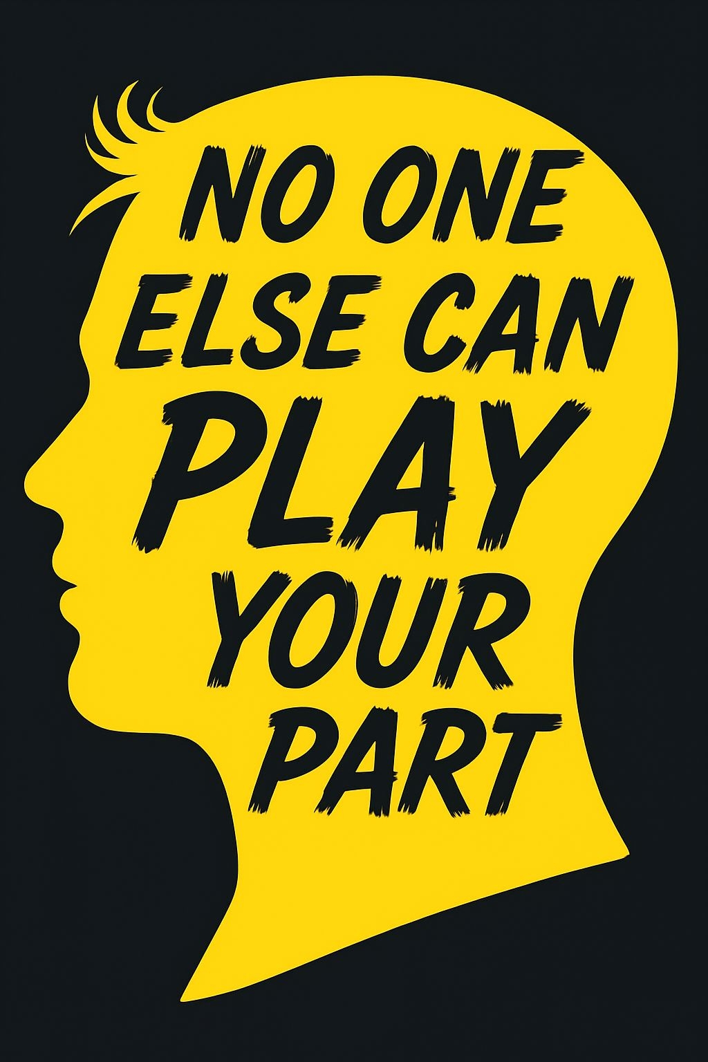 Bold Mustard Yellow Head Silhouette with Motivational Text T-Shirt