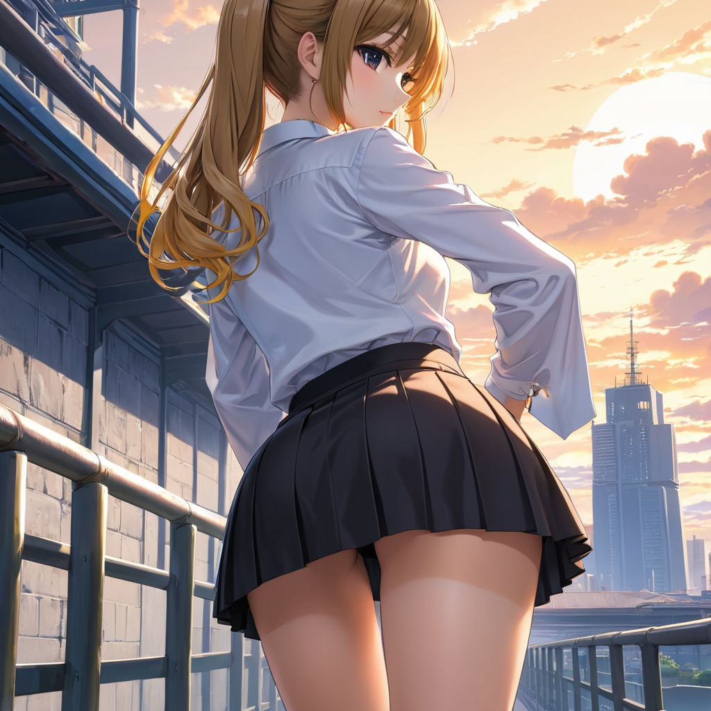 anime girl giant no panties bottom view