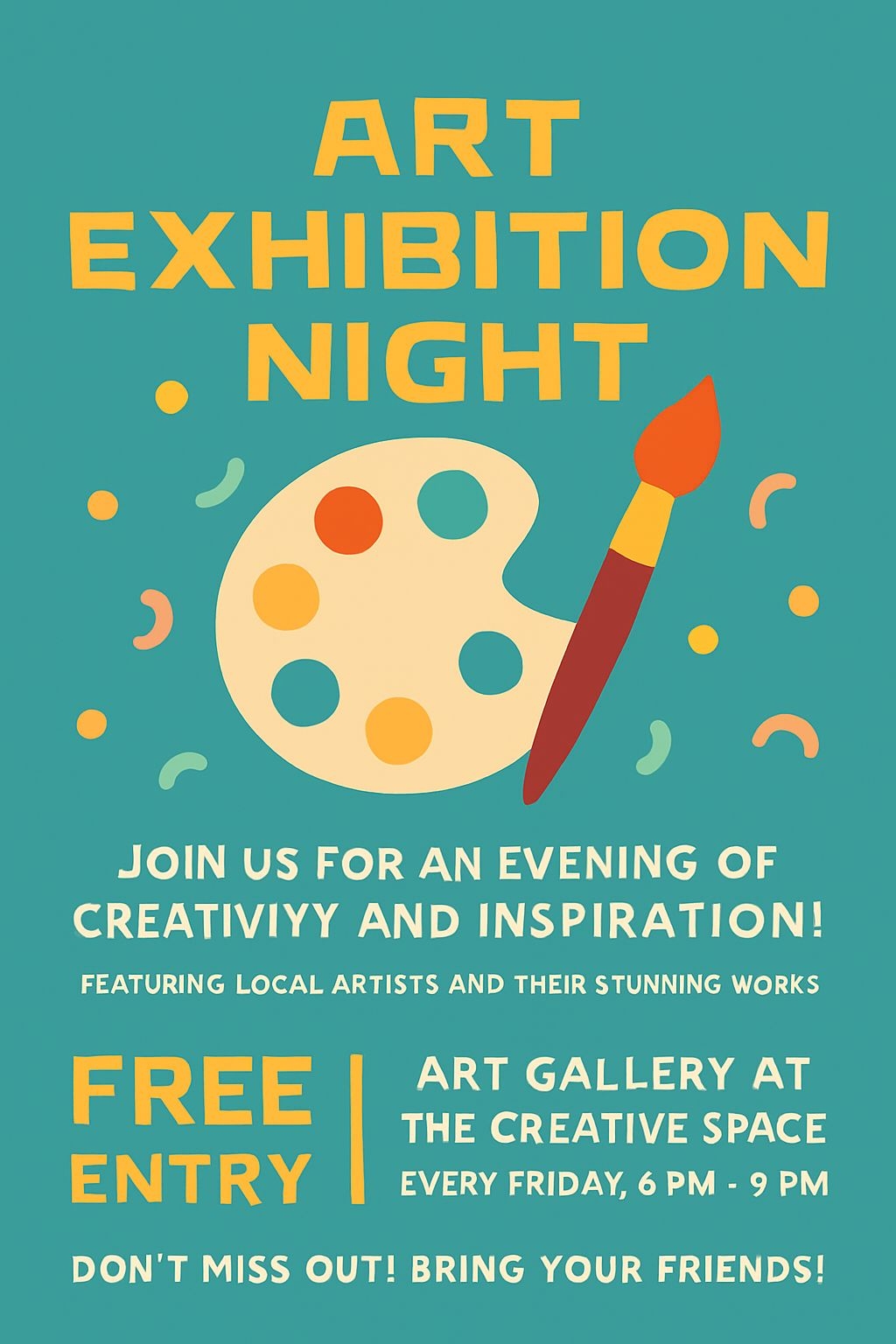 Stylish ART EXHIBITION NIGHT Flyer with Paint Palette Design