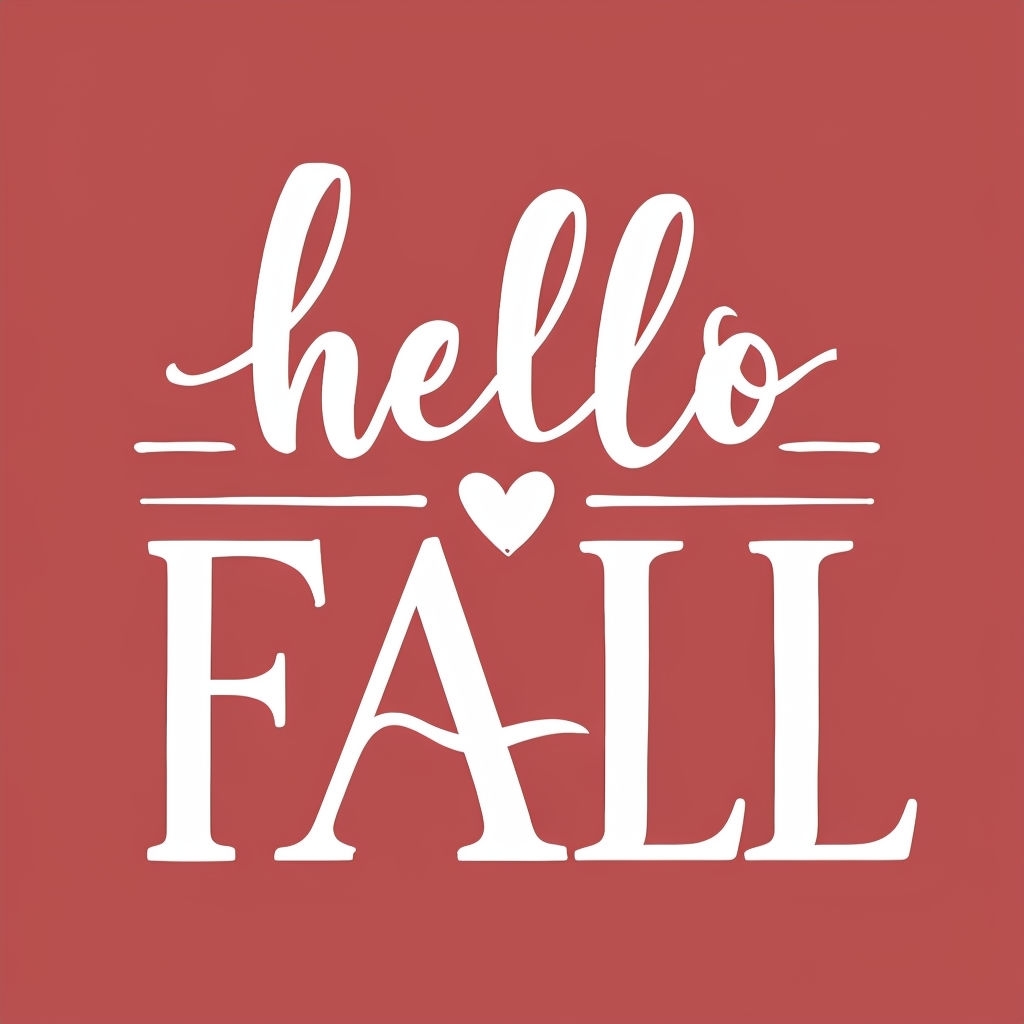 Charming Hello Fall Typography on Coral Background T-shirt