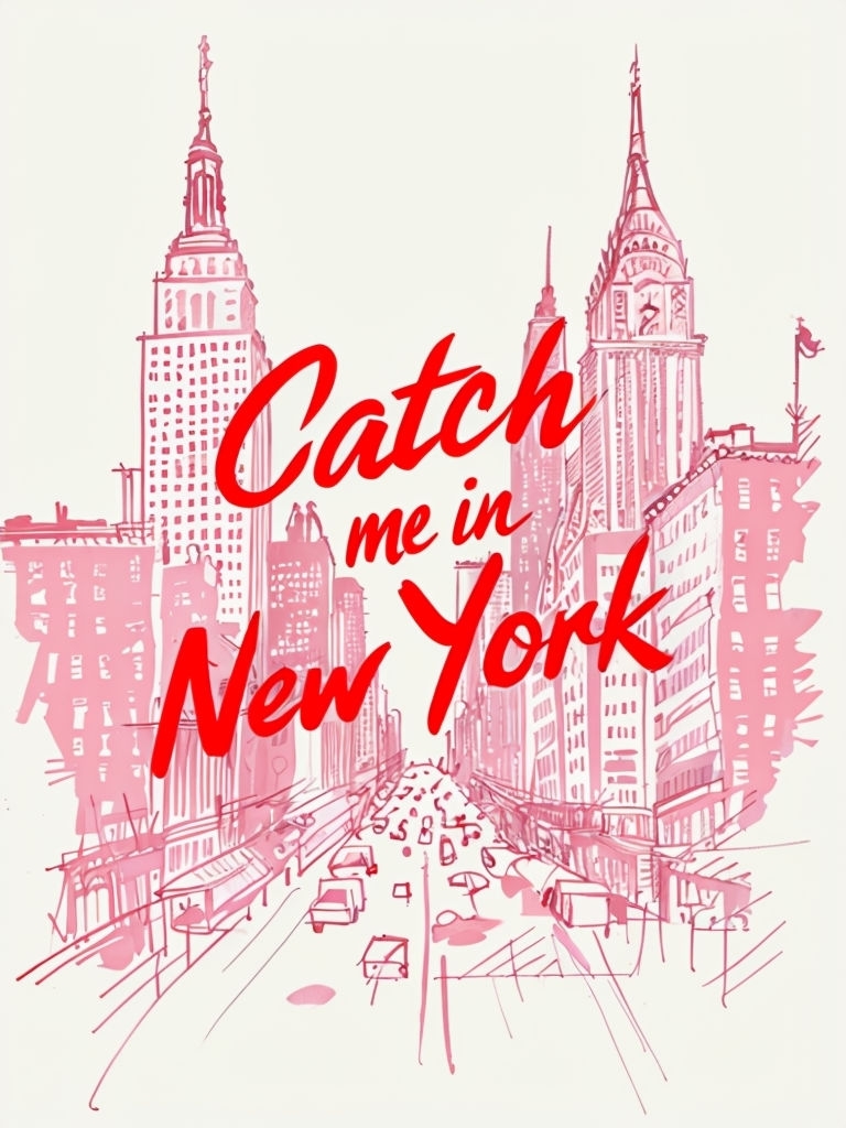 Catch Me in New York Whimsical Cityscape Minimalist Poster