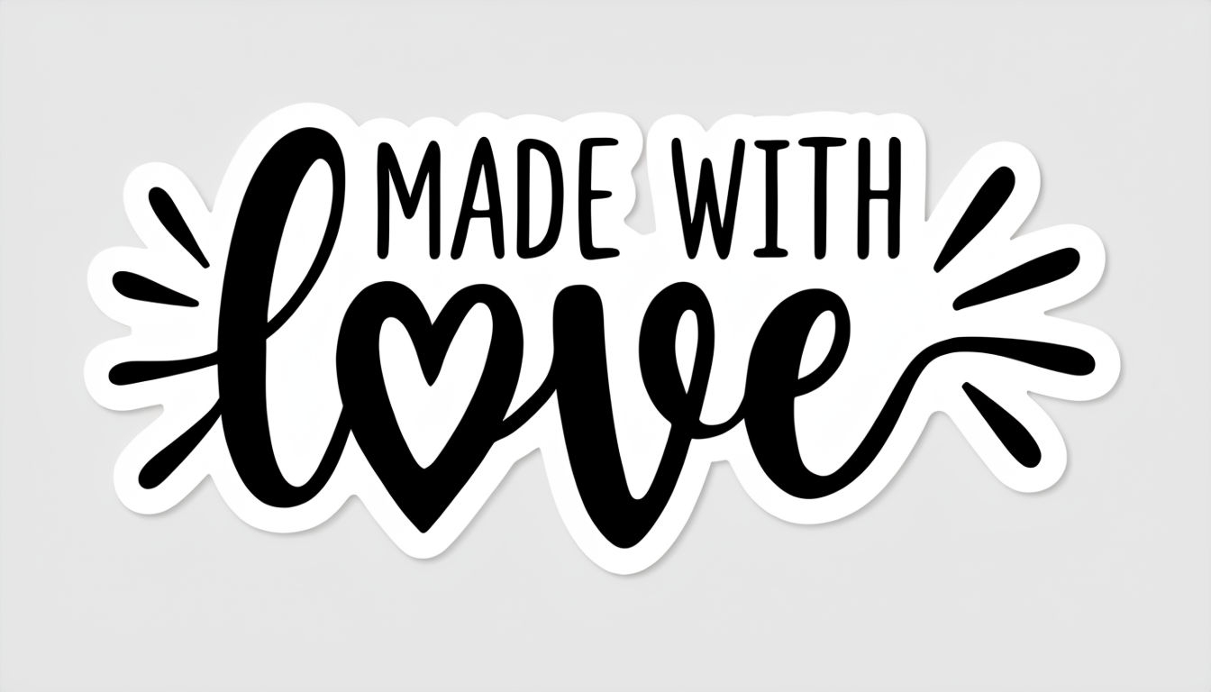 Modern Calligraphy 'Made with Love' Sticker Design