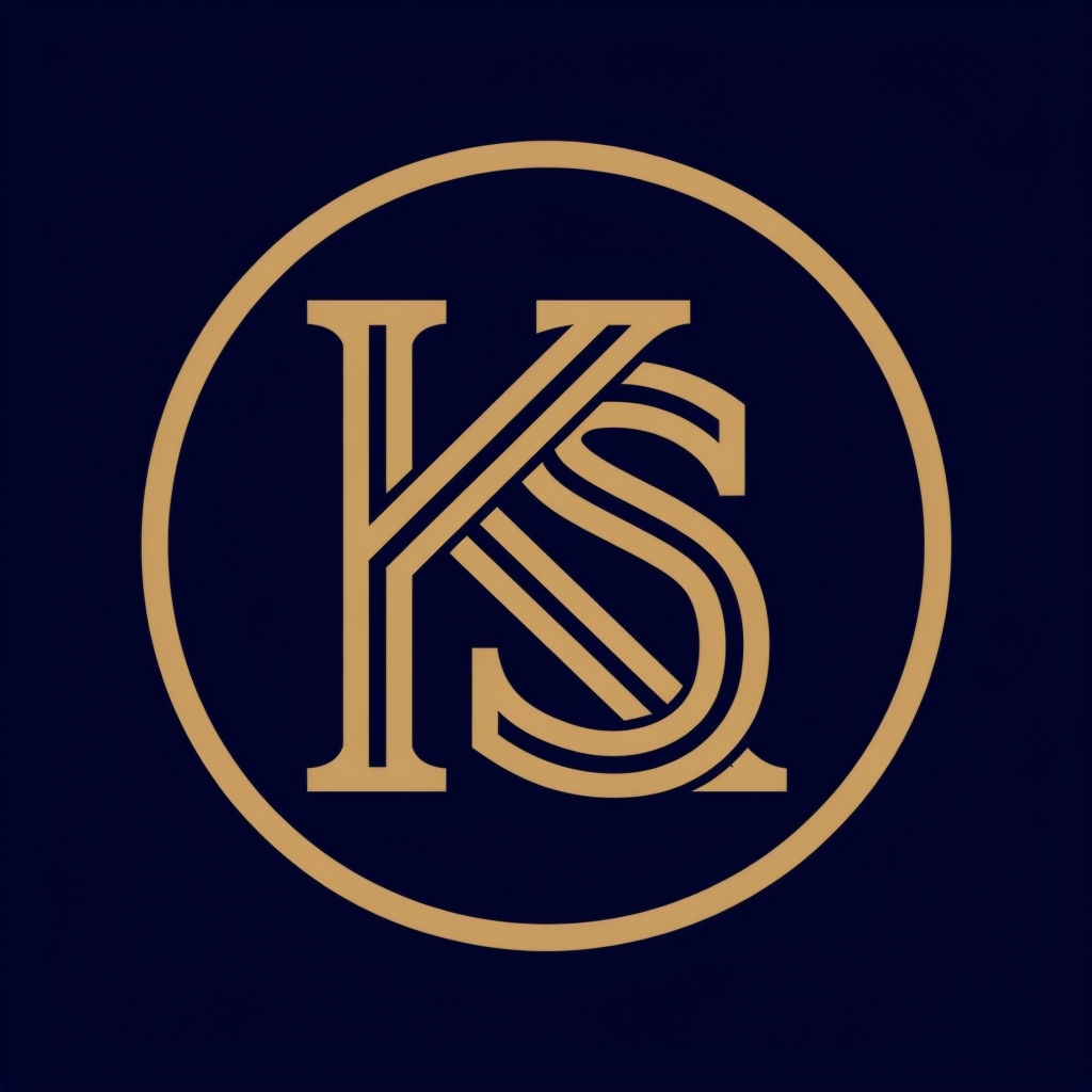 Elegant KS Monogram Logo in Sandy Brown and Navy Blue Monogram