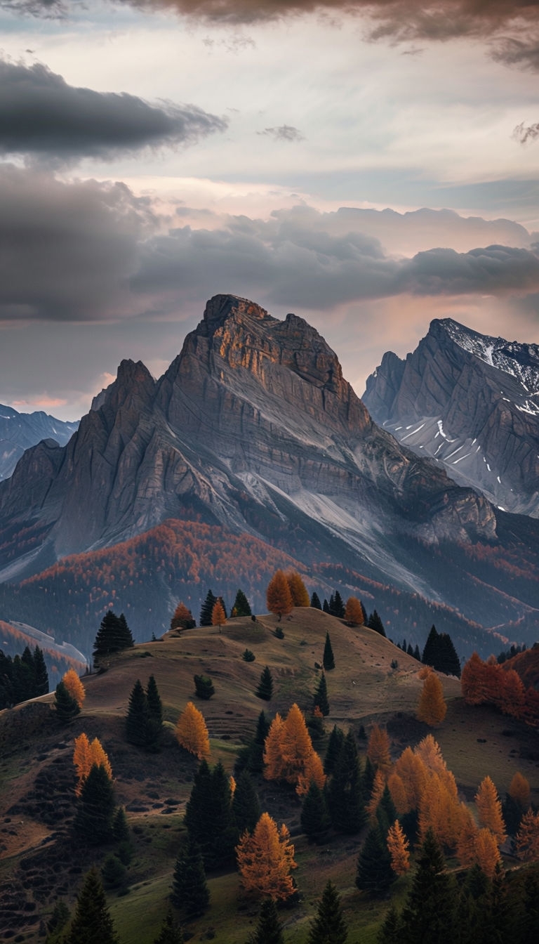 Serene Mountain Landscape at Sunrise with Autumn Colors Mobile Wallpaper