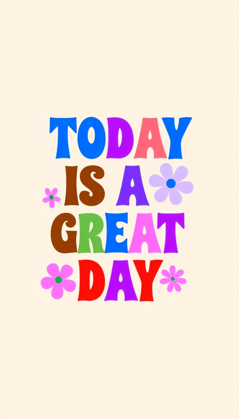 Colorful Motivational Today is a Great Day Graphic Social Media Post