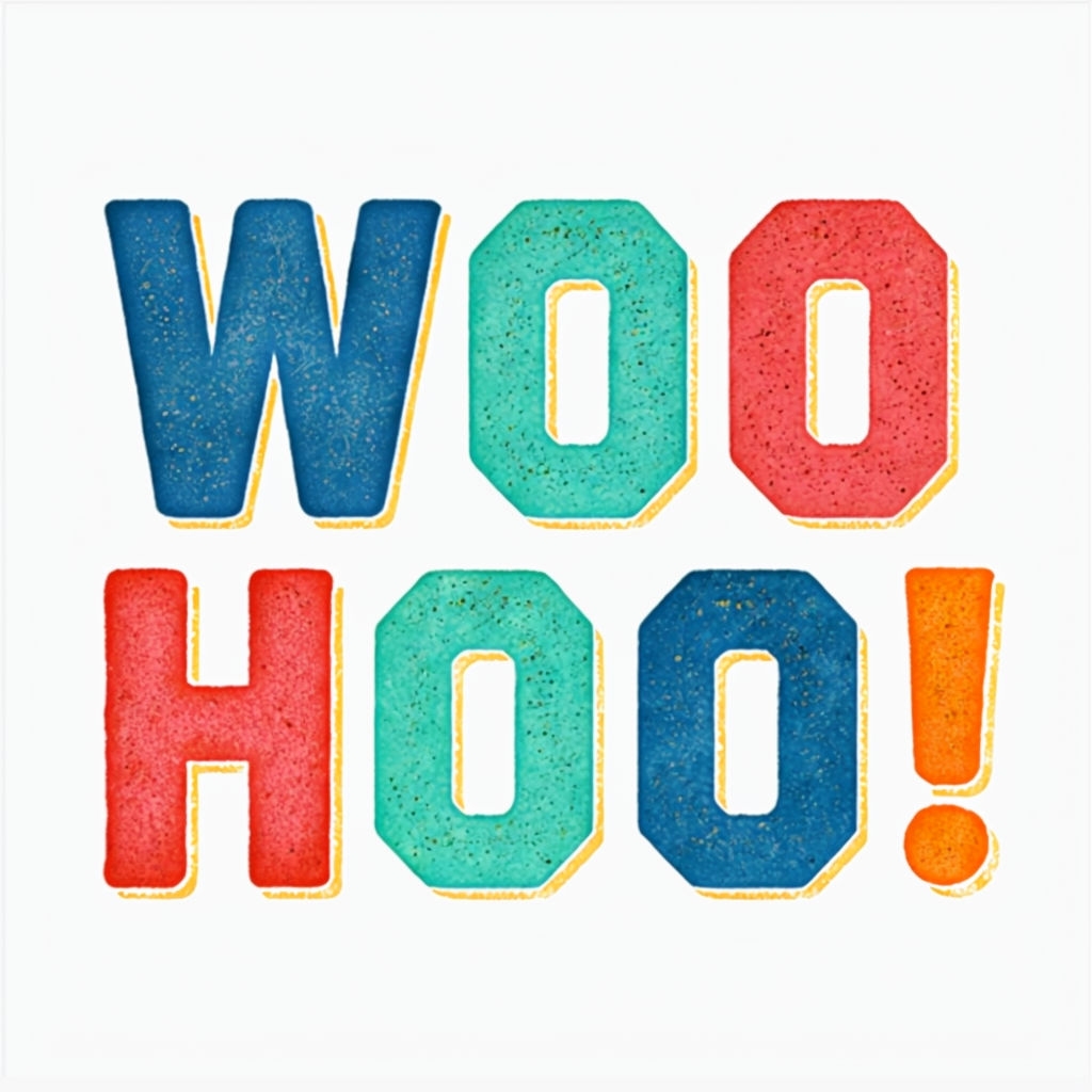 Vibrant Retro WOO HOO! Colorful Text Art Poster