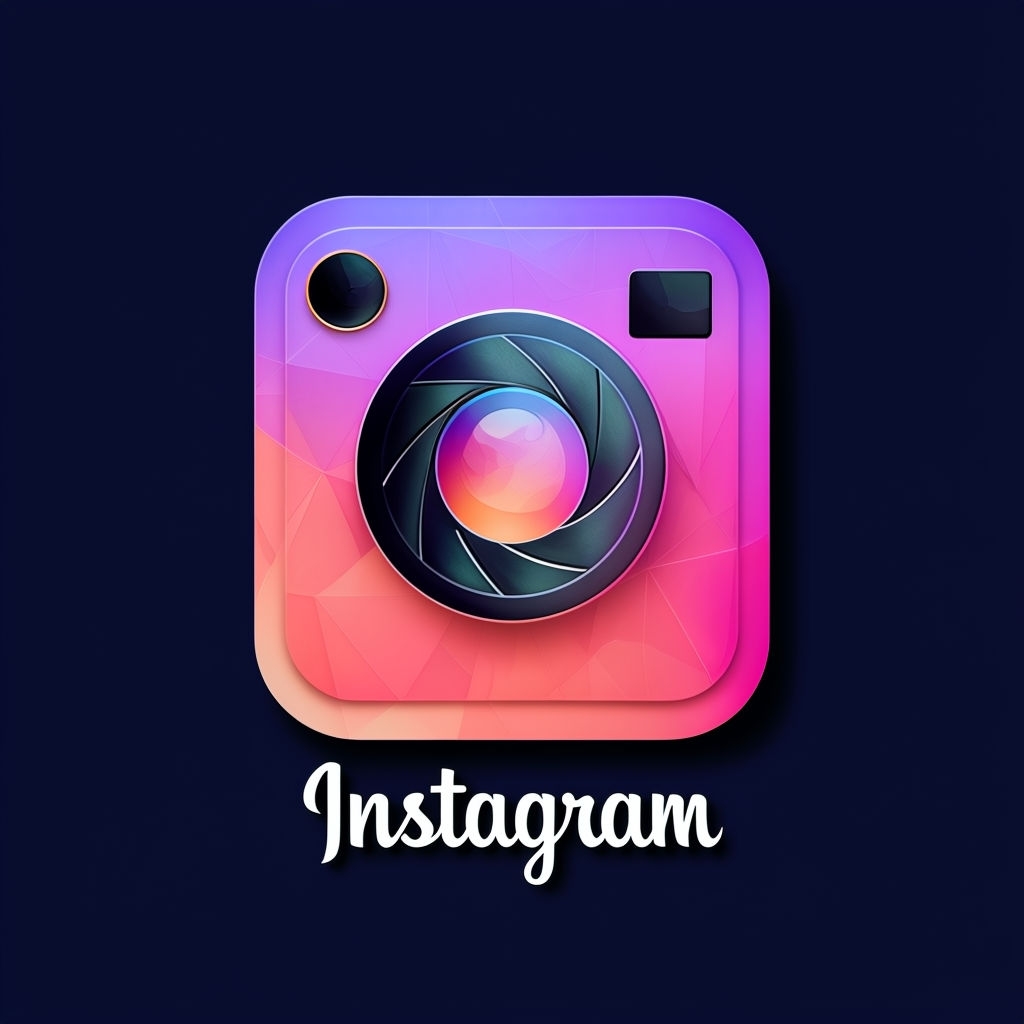 Vibrant Instagram Logo Illustration on Dark Blue Background Art