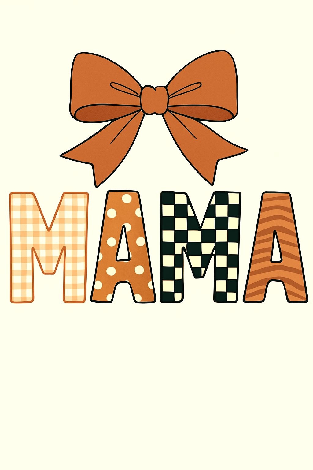 Colorful Playful MAMA Text with Bow T-Shirt