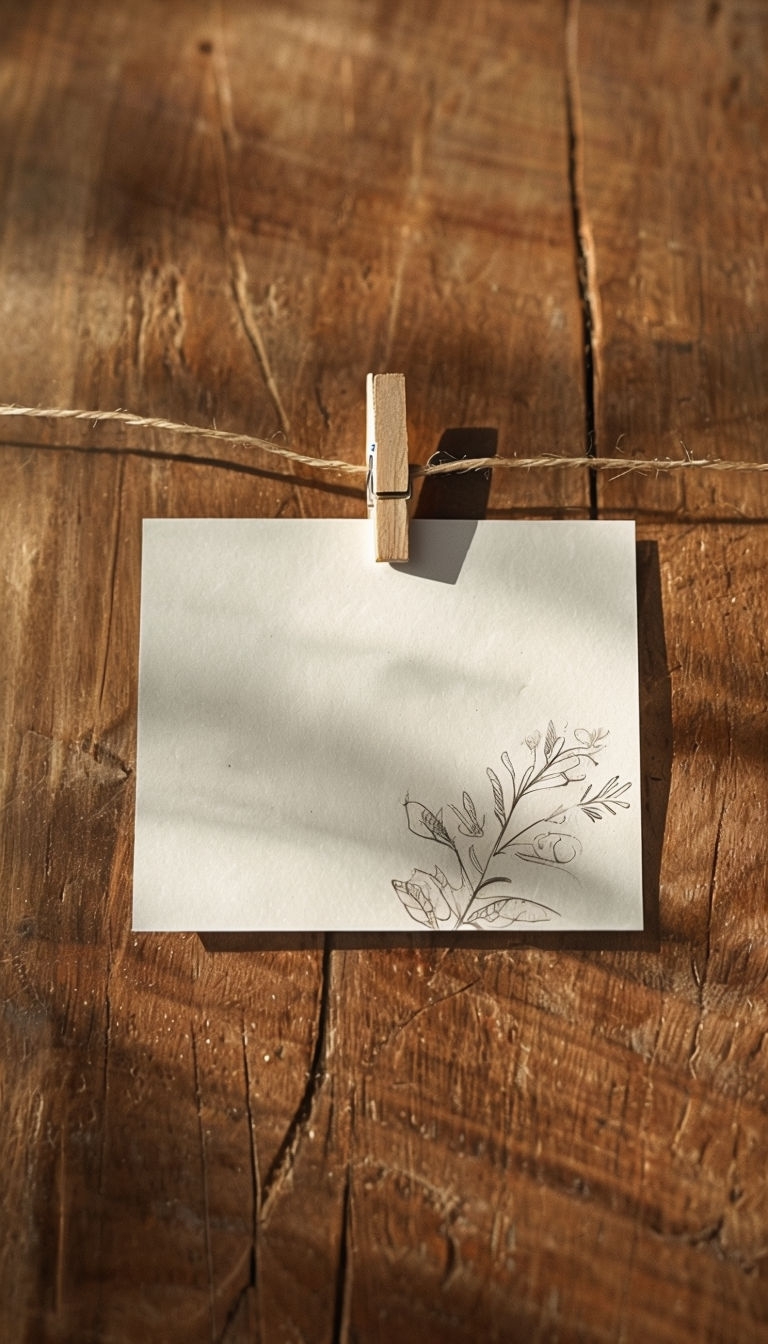 Rustic White Note Card with Botanical Illustration Mockup Social Media Post