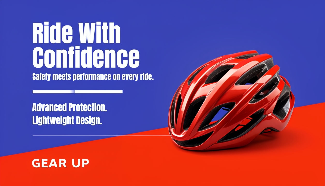 Bold Bicycle Helmet Advertisement with Confident Tagline Ads