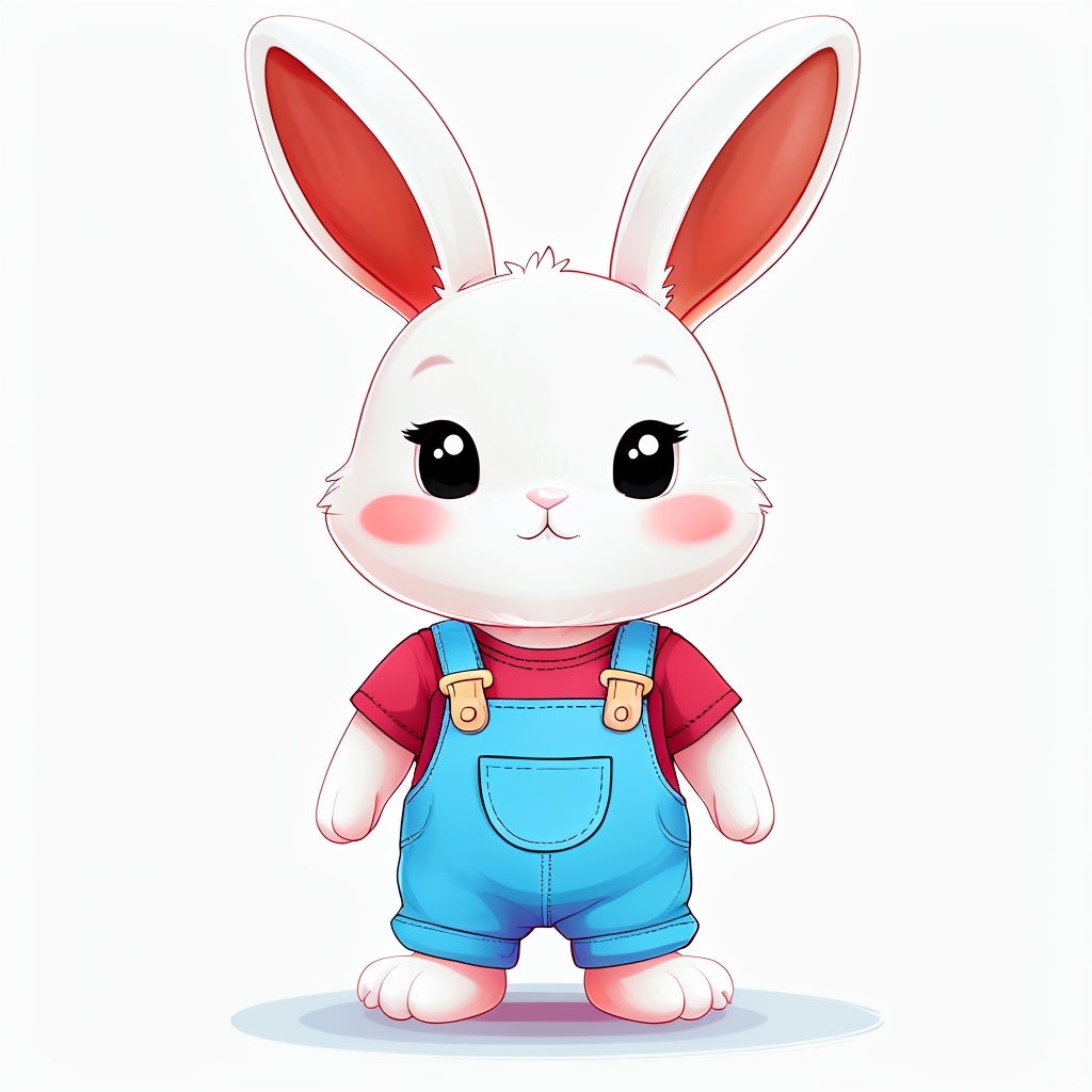 Adorable Cartoon Bunny in Sky Blue Overalls Mug