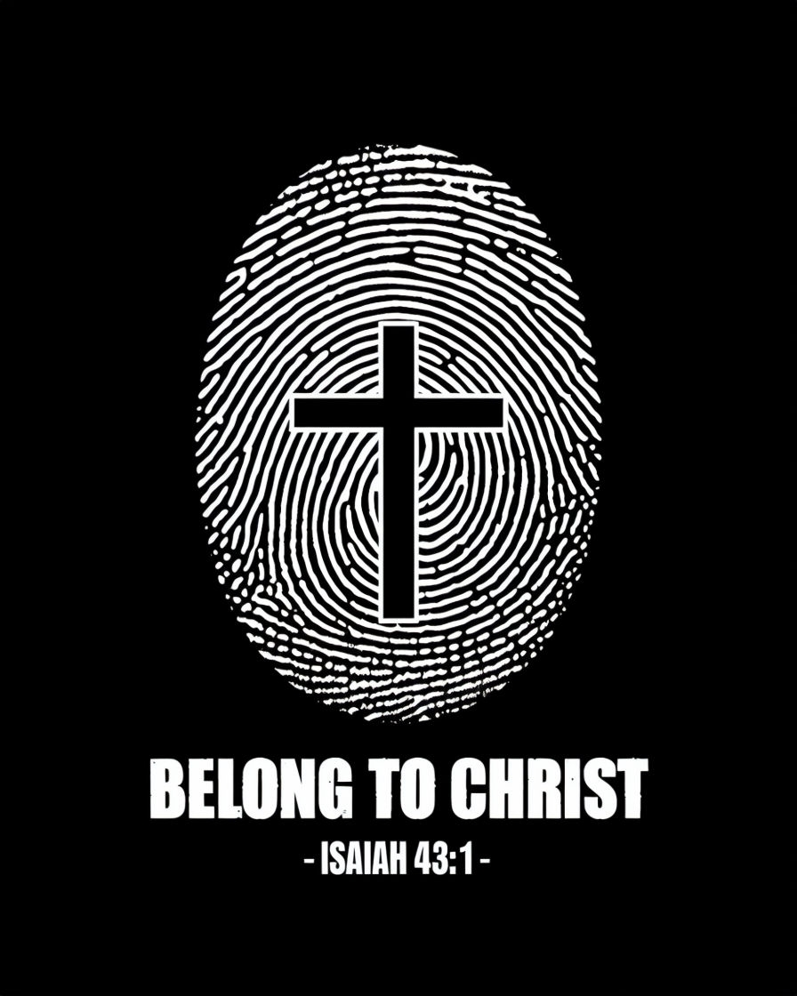 Black Cross on Fingerprint Design Belong to Christ T-shirt