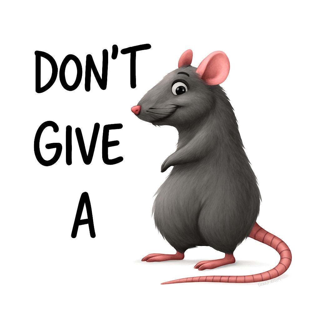 Charming Cartoon Gray Rat with Motivational Text Sticker