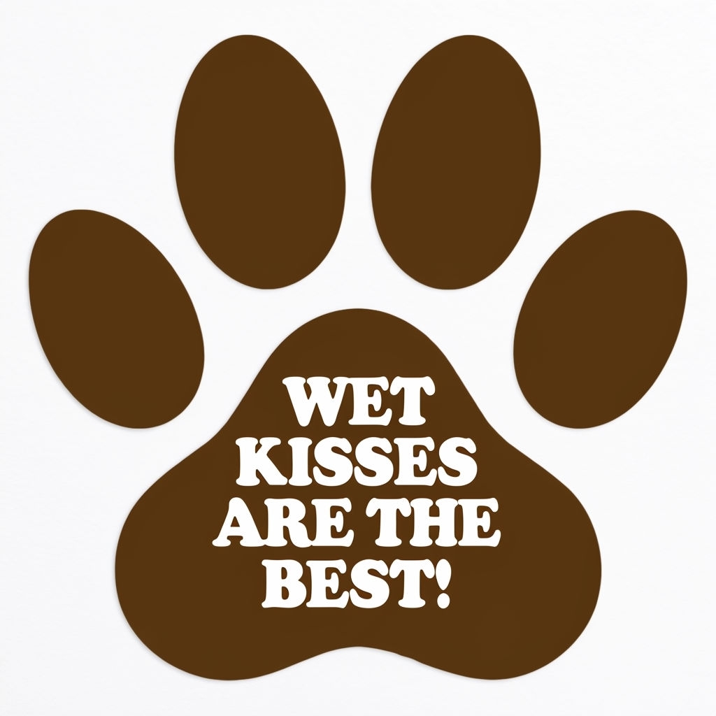WET KISSES ARE THE BEST Dog Paw Print Sticker