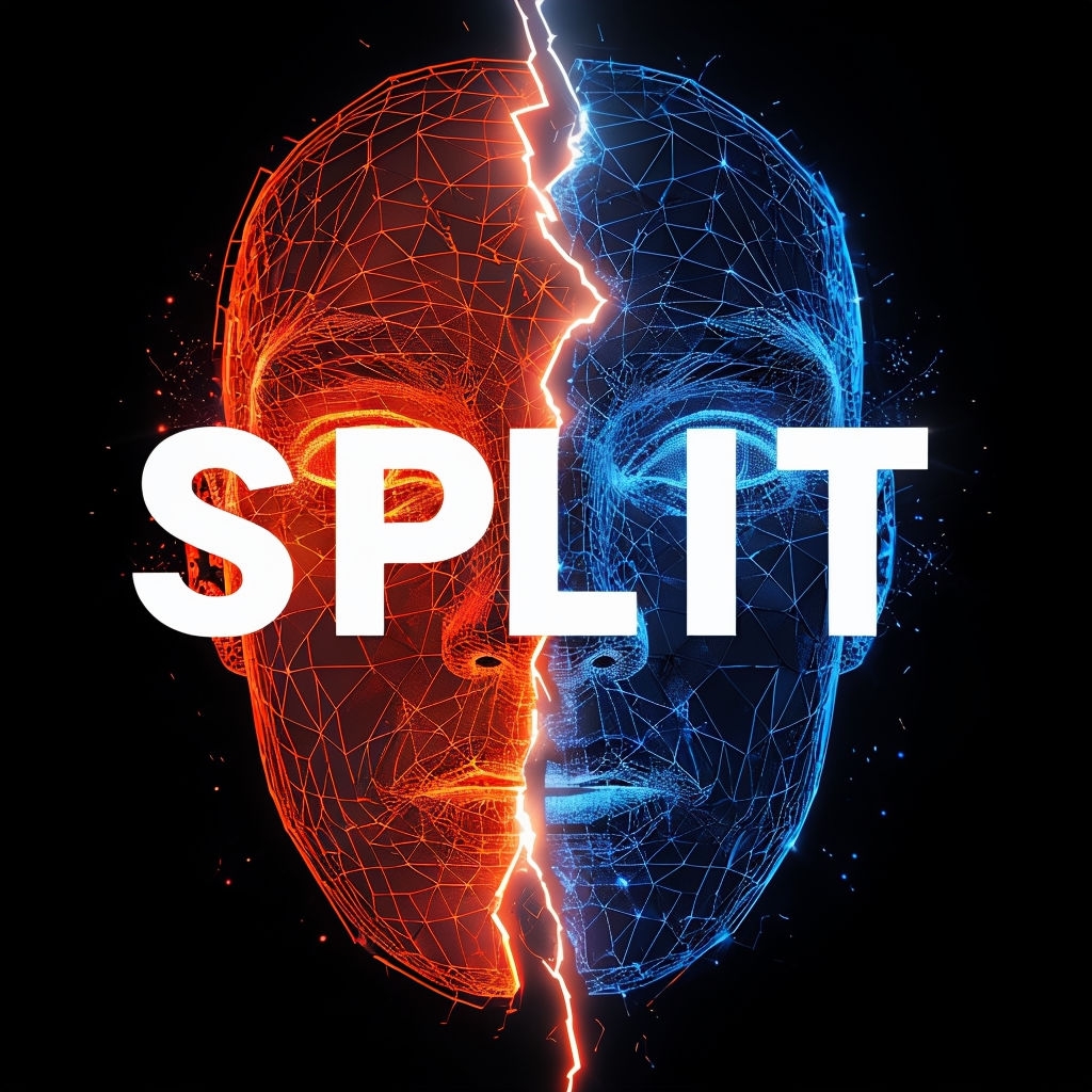 Futuristic Duality Wireframe Faces Artwork for Spotify Album Cover
