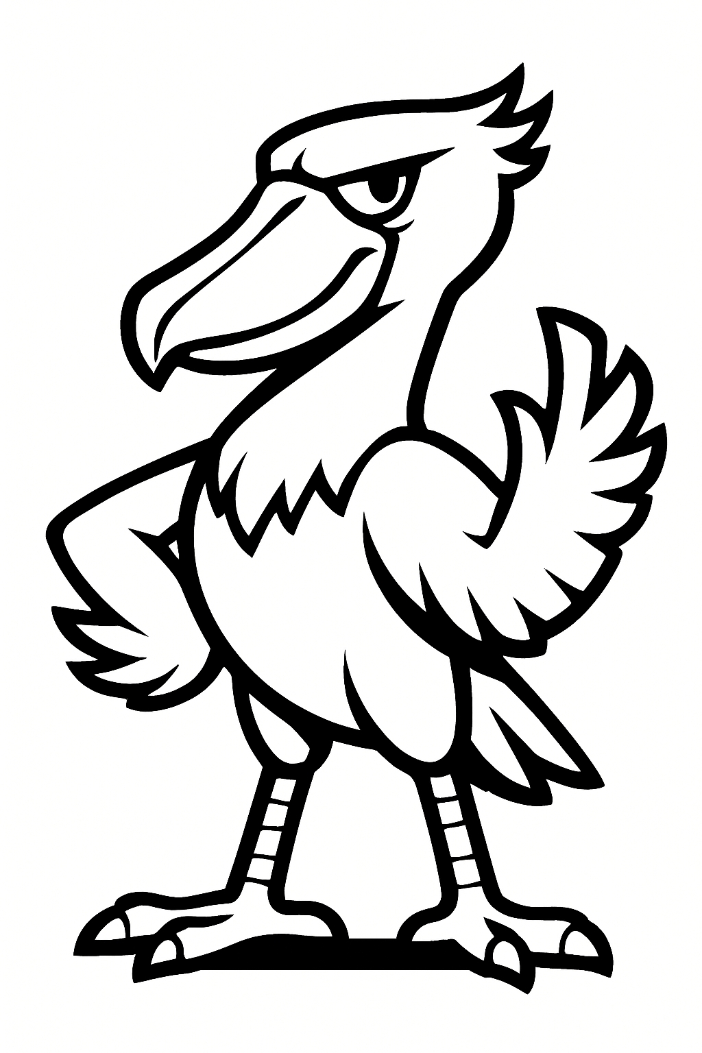 Stylized Confident Bird Cartoon Illustration for Coloring Book Pages