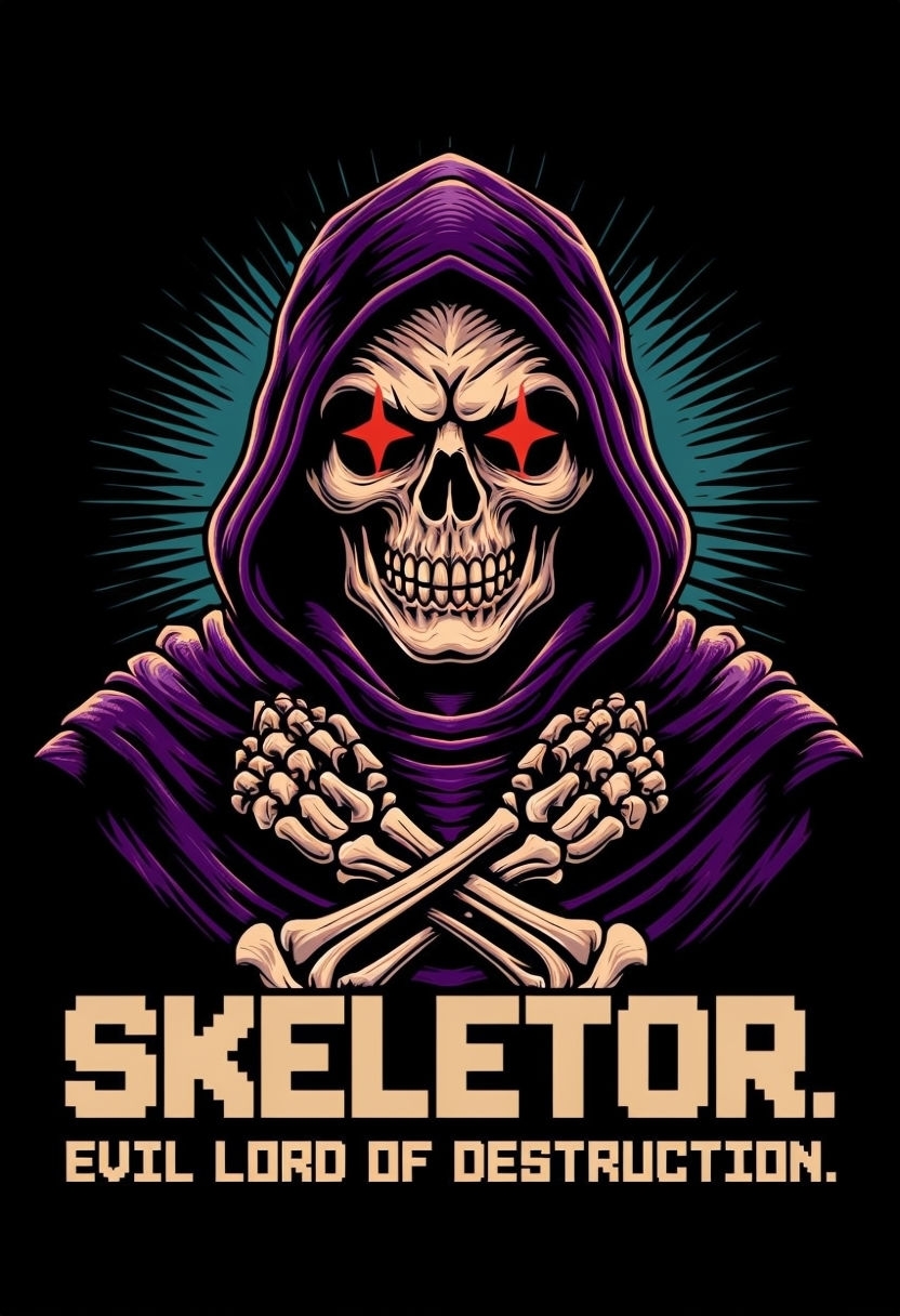 Menacing Pixelated Skeleton Design for T-Shirt