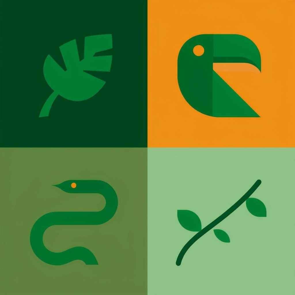 Minimalist Jungle Icons Seamless Pattern Design for Tiling
