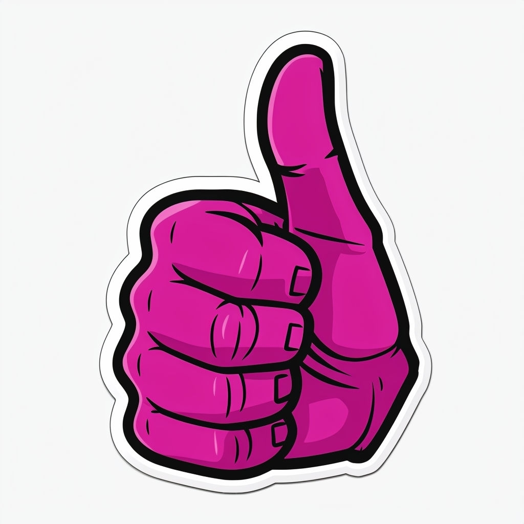 Vibrant Cartoon Thumbs-Up Gesture Illustration Sticker