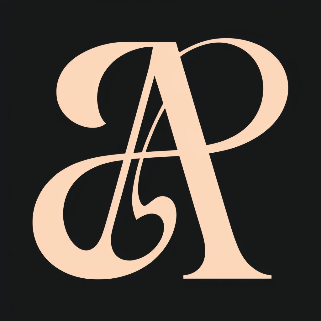 Elegant Minimalist Pale Peach 'A' Logo on Black Background