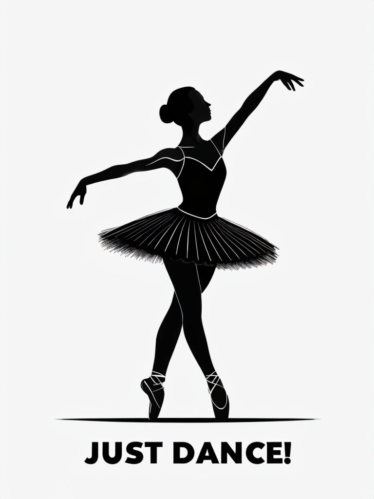 Elegant Ballerina Silhouette Motivational Just Dance Poster