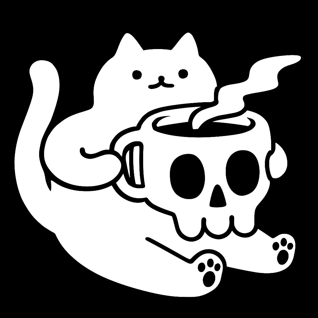Whimsical White Cat Holding Skull Mug Illustration Mug