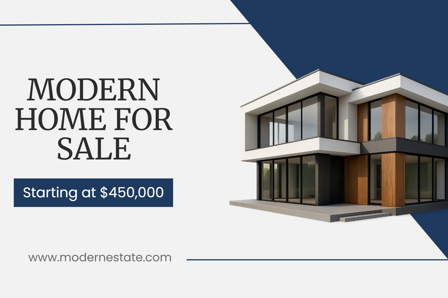 Sleek Modern Home for Sale Real Estate Banner Design