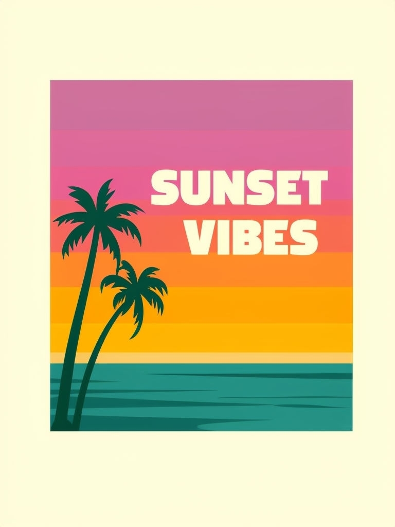 Serene Coastal Sunset Vibes Graphic Design T-Shirt