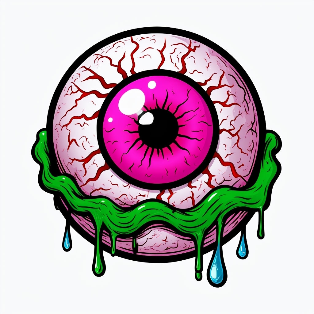 Grotesque Cartoon Eyeball Illustration with Crazy Features Sticker