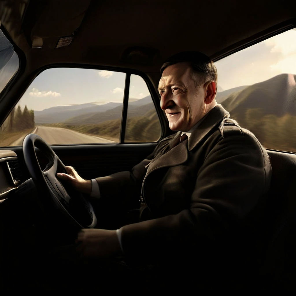 HAPPY adolf Hitler driving HAVAL Jolion view through the sid... by ...