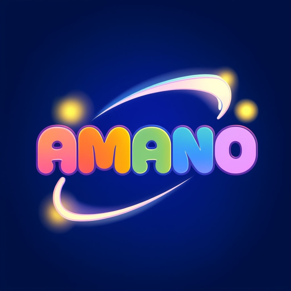Vibrant Rainbow AMANO Logo with Comet Trails T-Shirt